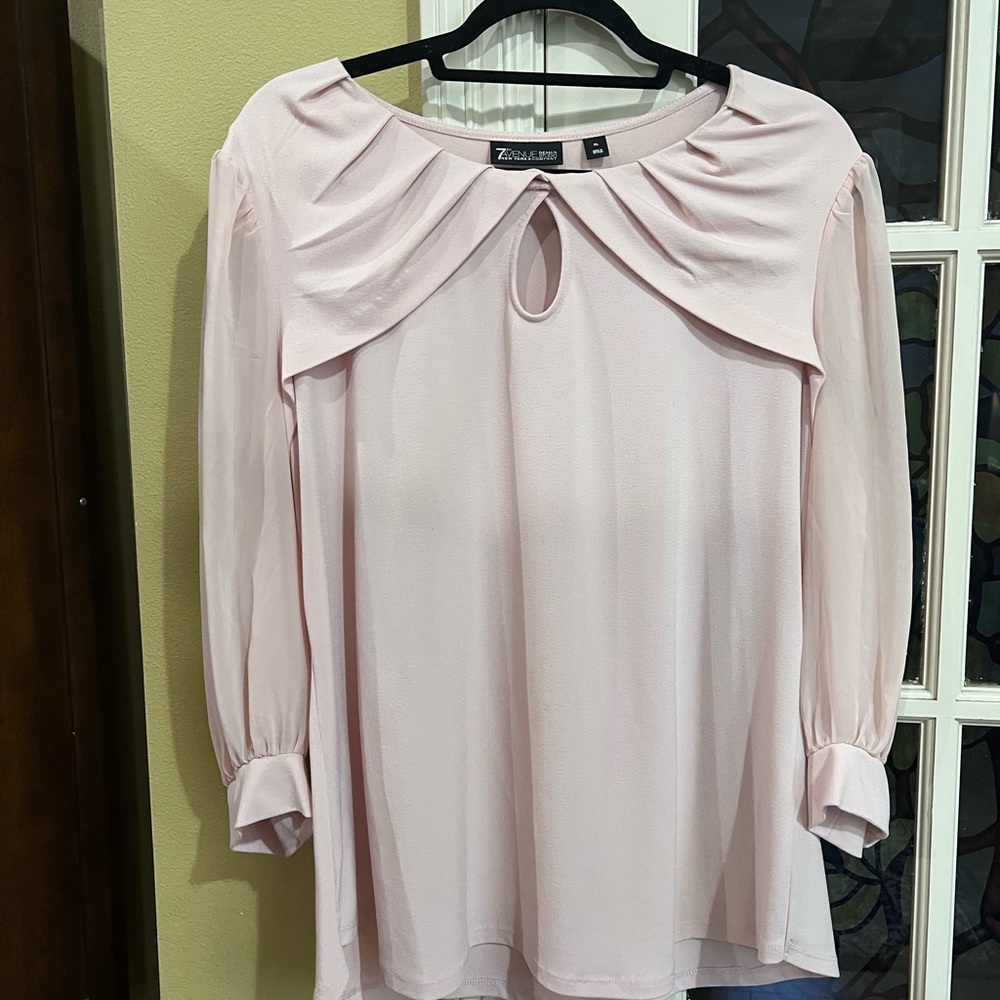 Avenue Pink Pleated Cut Out Blouse